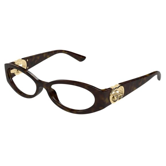NEW GUCCI OVAL EYEGLASSES GUCCI GG1693O 002 HAVANA GOLD CLEAR EYEWEAR - Picture 1 of 3